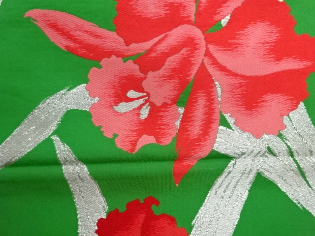  カトレア模様織出し袋帯